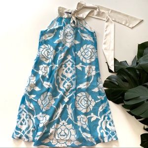 Bahar & Reza One Of A Kind Floral Tie Neck Dress!